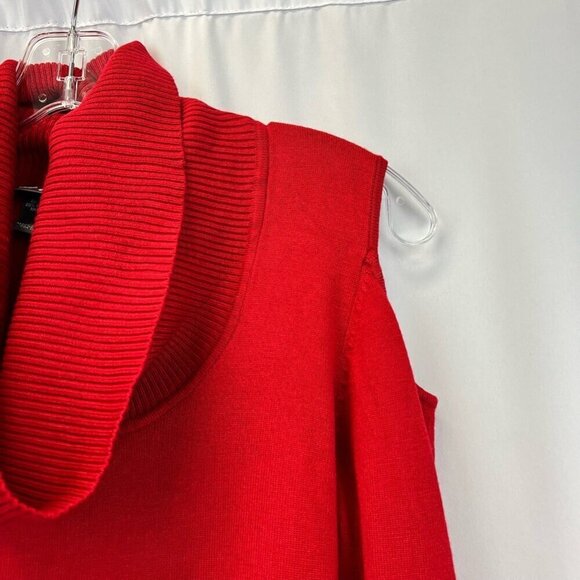 Dots Womens Pullover Sweater Red Knit Long Sleeve Cold Shoulder Cowl Neck Medium - Picture 4 of 10